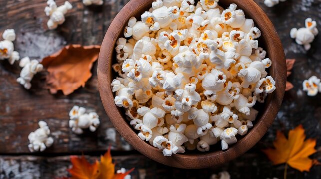 Cozy autumn movie night setup featuring popcorn, pumpkins, and warm ambiance for the perfect evening