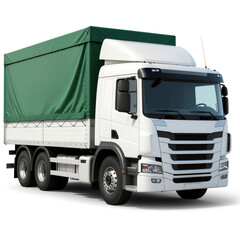 White green truck isolated on transparent background