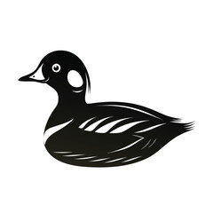 Elegant harlequin duck silhouette swimming gracefully