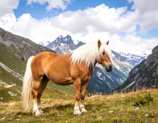 Obraz premium Horse in alpine meadow