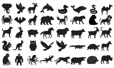 Animal Silhouette Icon Vector – Wildlife Silhouette Vector