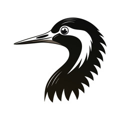 Elegant red crowned crane head silhouette banner design