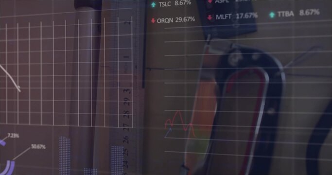 Showing carabiner pair hanging from studio pegboard with orange sling, data overlay, copy space - Powered by Adobe