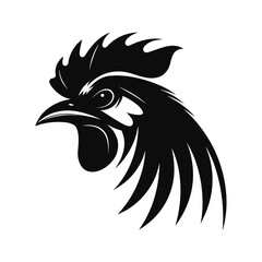 Rooster head silhouette profile with comb and beak