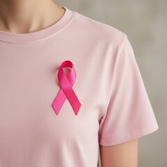 Pink Shirt Ribbon Symbol for Breast Cancer Awareness Month Pink Shirt with Ribbon Breast Cancer Symbol