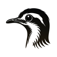 Profile silhouette of a small flightless bird head