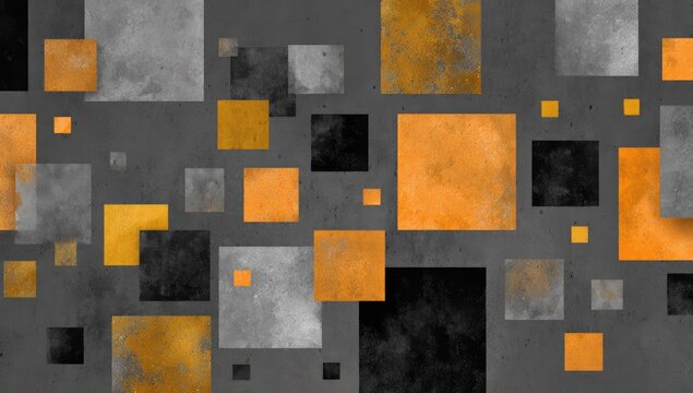 Abstract graphic with squares of various sizes and muted colors