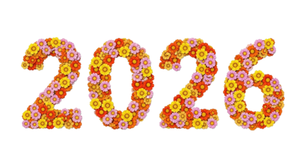 Floral 2026 Design, isolated on transparent background