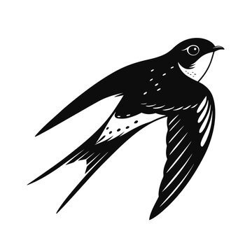 Elegant swallow bird head silhouette with visible small beak