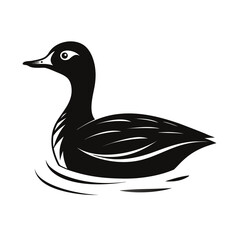 Simple silhouette of a mallard duck floating calmly