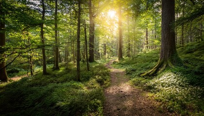 Obraz premium Sunlit Forest Path