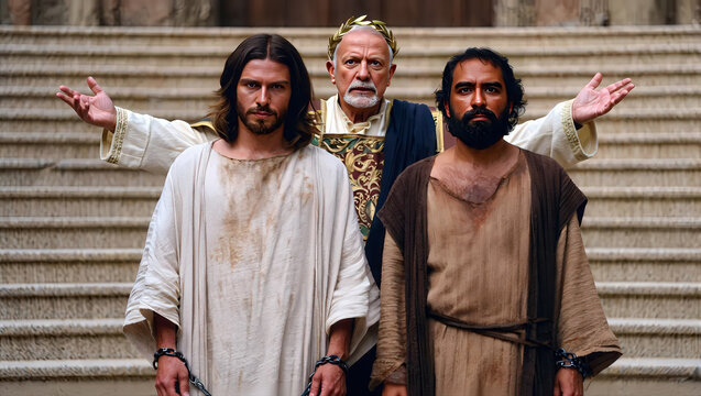 Gospel Images from the Bible NT &ndash; Jews Offered to Pick Between Jesus or Barabbas to Release