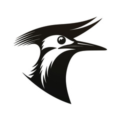 Woodpecker head silhouette with pointed beak for advertising