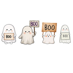 4 funny cartoon helloween ghost