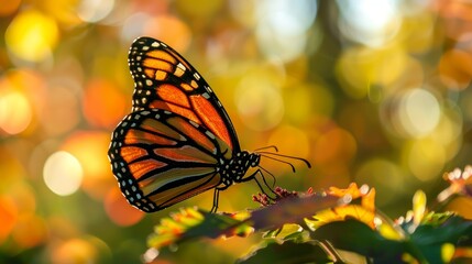 Stunning monarch butterfly displaying vibrant orange and black wings in natural habitat