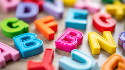 A colorful collection of alphabet blocks on a table