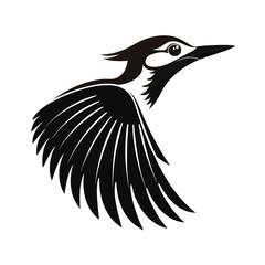 Woodpecker head silhouette with pointed beak banner design