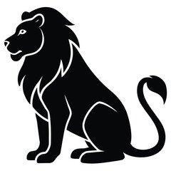 sitting lion side view vector icon © jatry rani