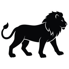 walking lion silhouette vector icon