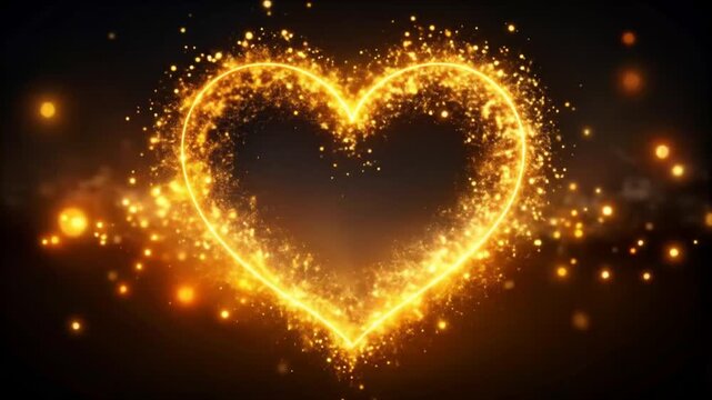 Enchanting Golden Heart Sparkles: A Beautiful Animated Motion Graphics Background Element