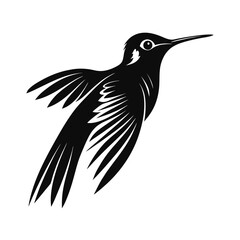 Graceful puffleg bird silhouette on white background