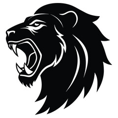 lion with open mouth and teeth vector icon