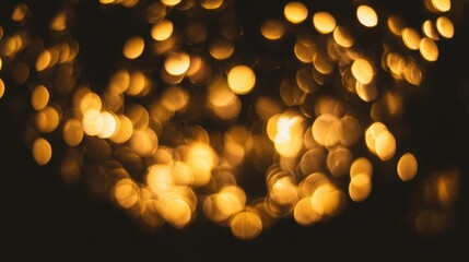 Golden bokeh lights abstract background Festive holiday backdrop Blurred lights effect Dark background Vector illustration