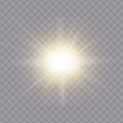 Realistic shine and glow effect isolated on transparent background. Sparkles and explosion effects. Stars and light beams. Sun beam. Vector illustration