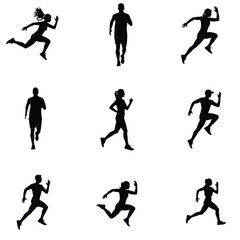 Silhouette collection showcasing diverse running poses ideal for fitness athletics and sportsthemed designs and motivational content creation