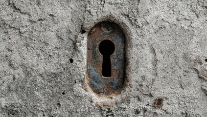 Rusty keyhole, weathered wall, mystery, security, background texture