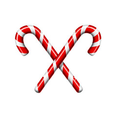 Two crossed candy canes, a festive symbol of the holiday season. The candies feature the traditional red and white stripes