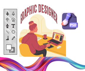 man using a computer graphic designer illustration