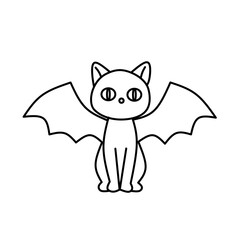 Simple Outline Kawaii Bat with Wings Cute Creature Graphic Illustration