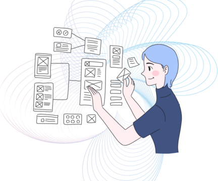 business woman drawing social network