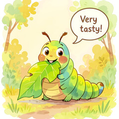 Fototapeta premium caterpillar with leaf