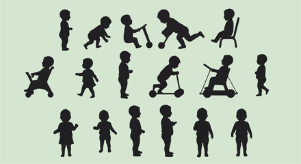 Vector illustration of silhouettes of baby