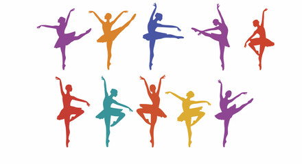 Vector illustration of ballet dancers silhouettes – graceful dance and performing arts concept