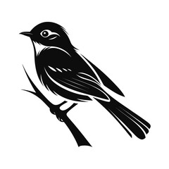 Elegant silhouette of a small songbird perched