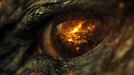 Dragon eye with fiery iris