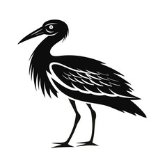 Bold silhouette of a stork standing on one leg