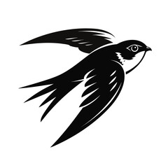 Bold silhouette of a swift bird in mid flight