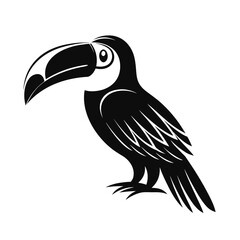 Striking toucan silhouette with large beak vector art