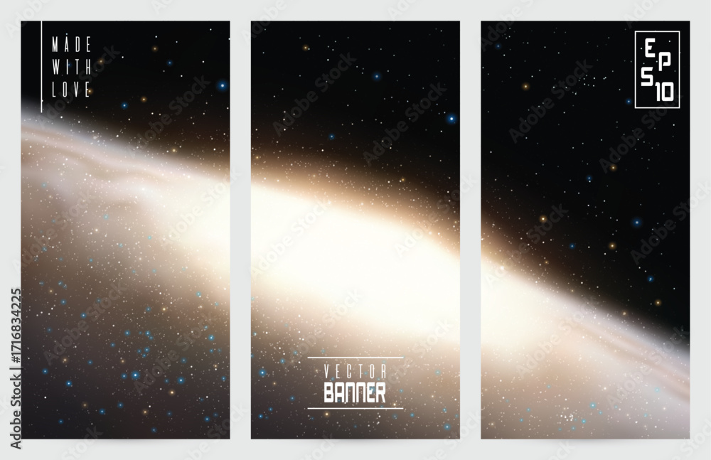 Canvas Prints spiral galaxy in outer space. night starry sky. cosmic banners vector set