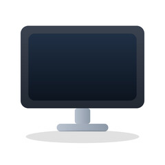Desktop monitor realistic screen vector icon with stand
