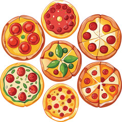 Assortment of Delicious Pizzas Top View food Italian food