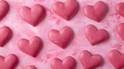Fototapeta premium Pink hearts pattern