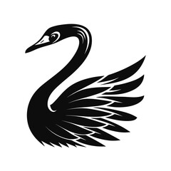 Elegant trumpeter swan silhouette with curved neck