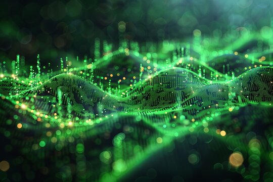 Digital abstract green background, business technology process