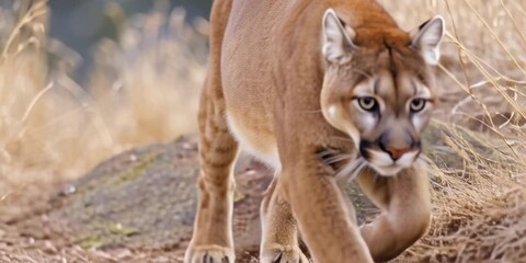 Mountain lion in its natural environment - feline in the wild