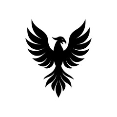 Obraz premium Black phoenix bird design on transparent background silhouette